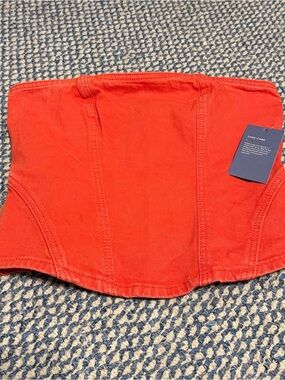 Women’s Red/Orange High-Waist Corset Jean Top